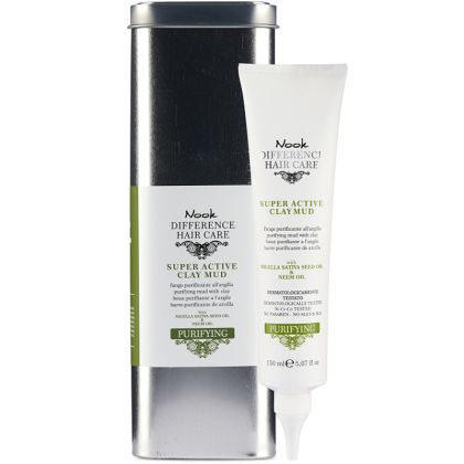 Почистваща глина за мазен и сух пърхот -  Nook Purifying Super Active Clay Mud 150 мл