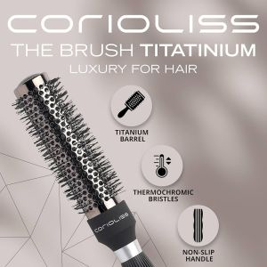 Професионална четка с променящи се цвета бодлички при достигане на оптимална температура - Corioliss Тhe Brush Тitanium 33 mm