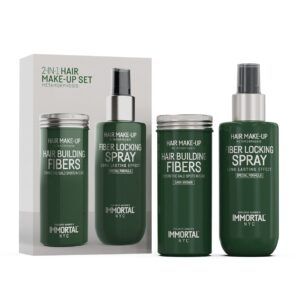 Фибри за сгъстяване на коса Тъмно кафяво - Immortal Hair Building Fibers 20gr & Fibers Locking Spray 150мл - Dark Brown