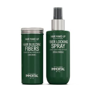 Фибри за сгъстяване на коса Черно - Immortal Hair Building Fibers 20gr & Fibers Locking Spray 150мл - Black