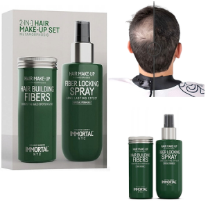 Фибри за сгъстяване на коса Черно - Immortal Hair Building Fibers 20gr & Fibers Locking Spray 150мл - Black